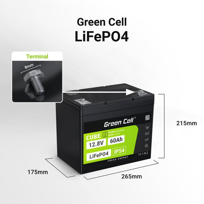 Battery for Uninterruptible Power Supply System UPS Green Cell LFPGC12V60AH 60 Ah 768 Wh