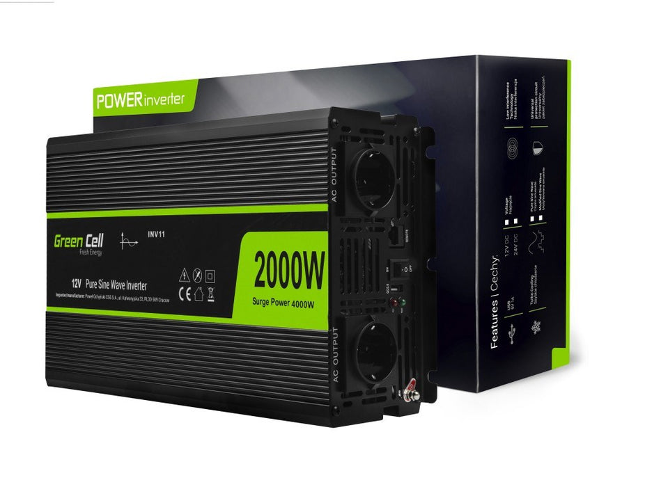 Inverter GREEN CELL, 12/220V, DC/AC, 2000W/4000W, Pure sine wave