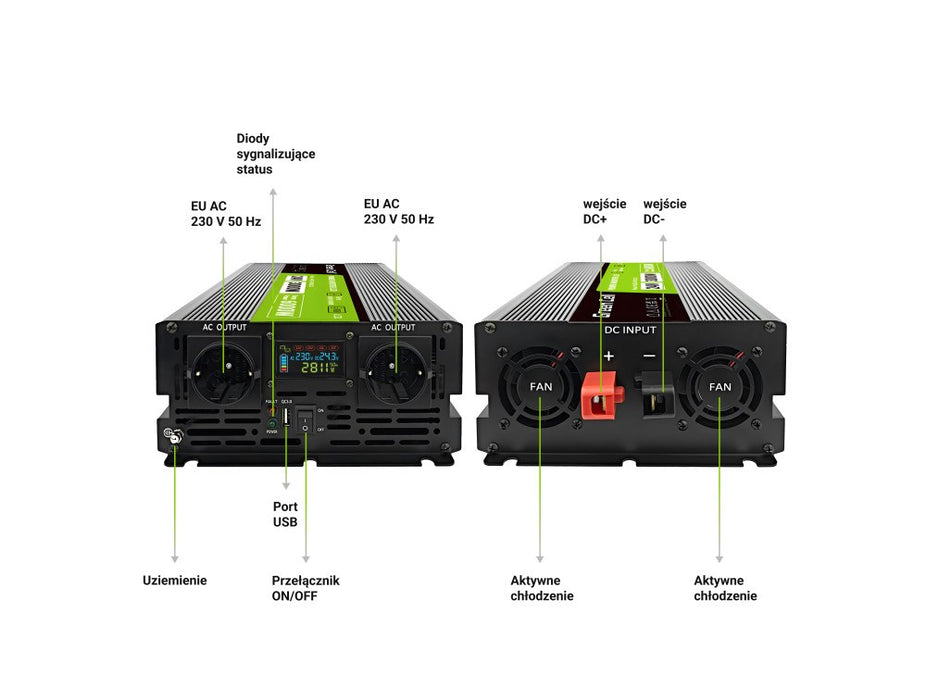Inverter GREEN CELL, 24/220V, DC/AC, 3000W/6000W, pure sine wave