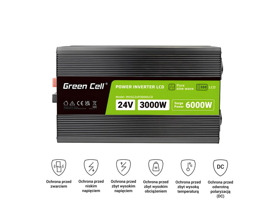 Inverter GREEN CELL, 24/220V, DC/AC, 3000W/6000W, pure sine wave