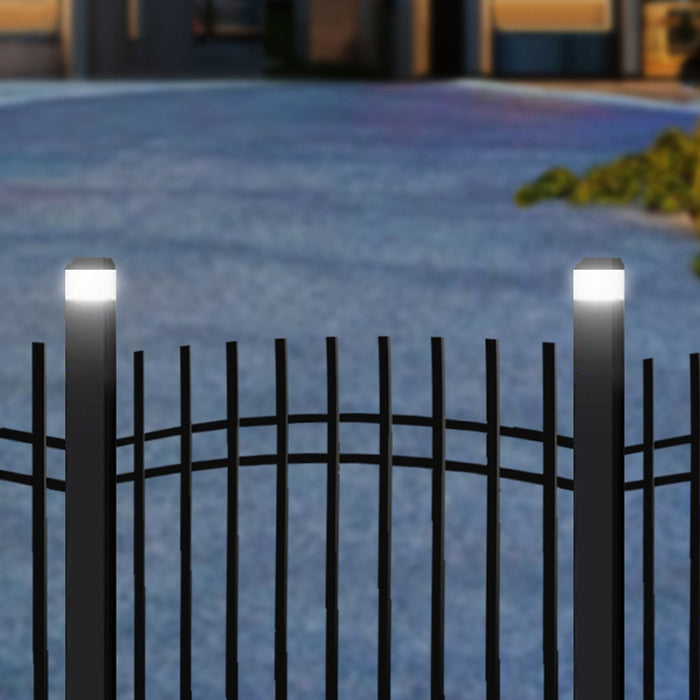 GreenBlue Solar LED Post Light, 100x100mm, Envelope-Shaped Canopy, 3200K, GB128 WW