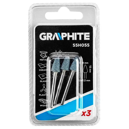GRINDER SET 8X12 MM 3 PIECES GRAPHITE 55H055 - Аксесоари за dremel<<<Консумативи за електроинструменти<<<Инструменти и