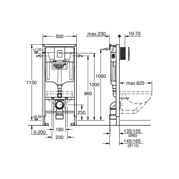 BUILT-IN STRUCTURE WITH BUTTON GROHE RAPID SL 38772001