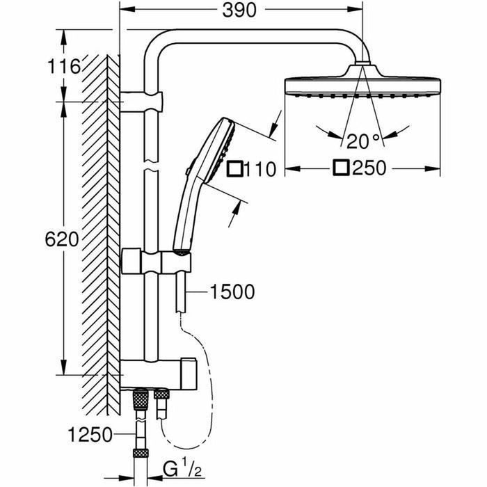SHOWER SYSTEM VITALIO COMFORT GROHE 26698001