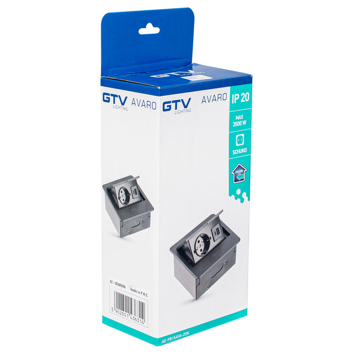 BUILT-IN SWITCH 1 SOCKET AND USB A+C AND CABLE BLACK GTV AVARO