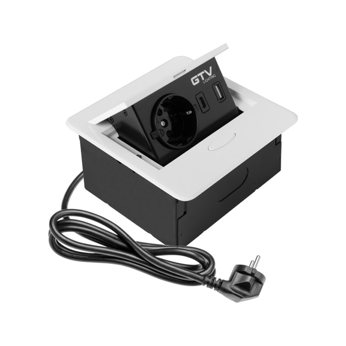 BUILT-IN SWITCH 1 SOCKET AND USB A+C AND CABLE WHITE GTV AVARO