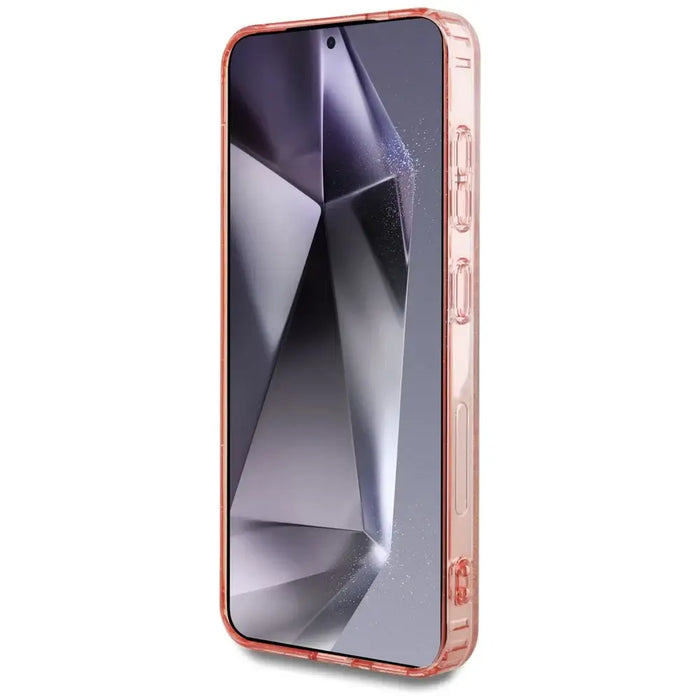 Guess 4G Background Gold Electroplated Peony Pattern MagSafe case for Samsung Galaxy S25 pink - Cell phone cases