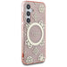 Guess 4G Background Gold Electroplated Peony Pattern MagSafe case for Samsung Galaxy S25 pink - Cell phone cases