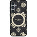 Guess 4G Background Gold Electroplated Peony Pattern MagSafe case for Samsung Galaxy S25 black - Cell phone cases