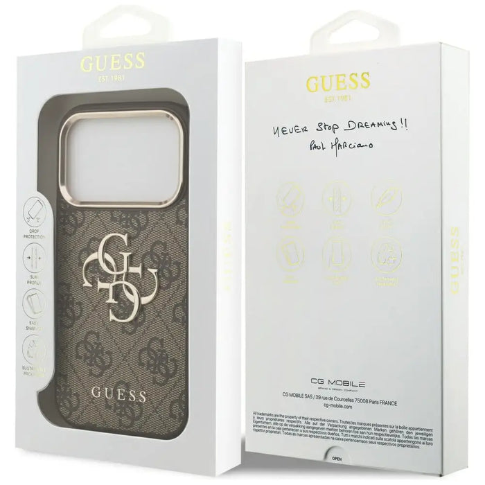 Guess 4G Big 4G Classic Logo Case for iPhone 17 Pro - Brown and Gold - Cell phone cases and covers<<<HurtelXML