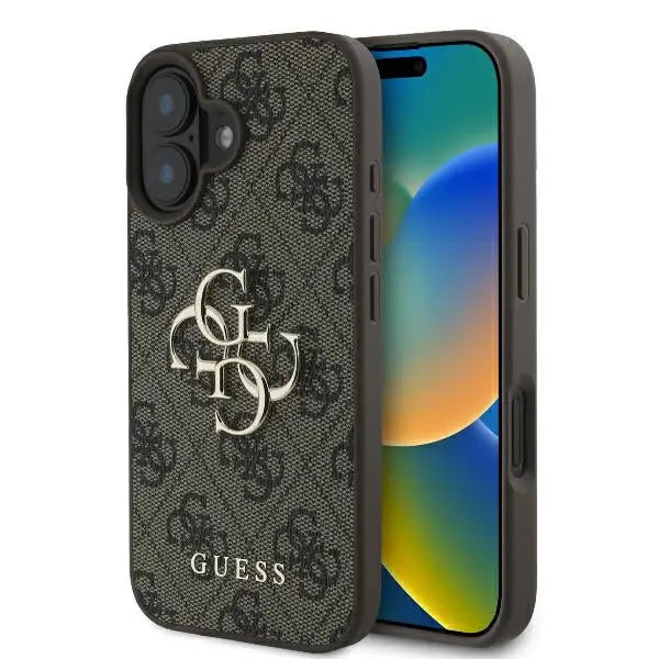 Guess 4G Big Logo Case for iPhone 16 - Brown - Cell phone cases and covers<<<HurtelXML