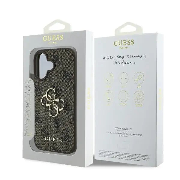 Guess 4G Big Logo Case for iPhone 16 - Brown - Cell phone cases and covers<<<HurtelXML