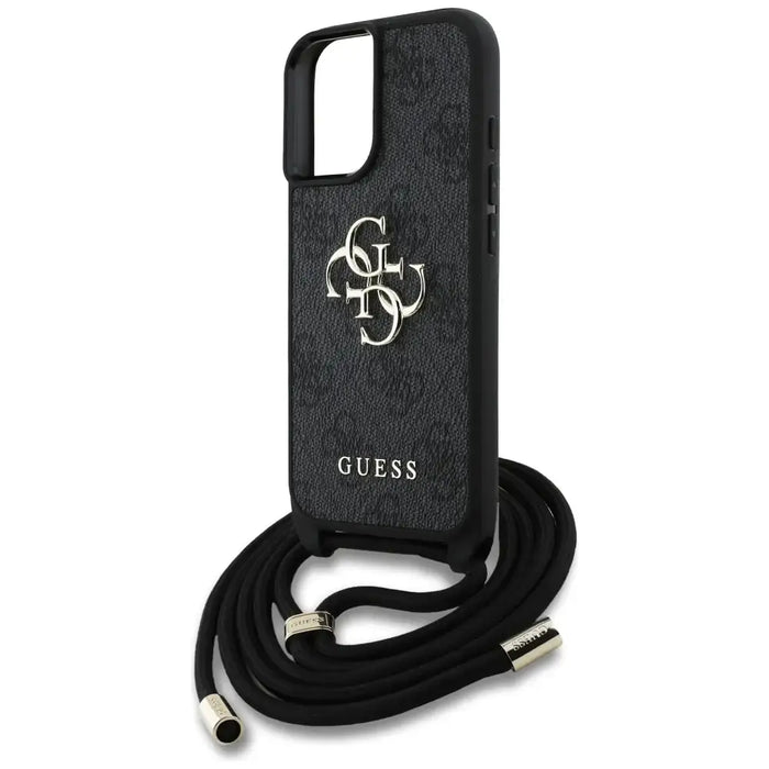 Guess 4G Big Logo Cord Stap Crossbody Case for iPhone 16 Plus Black - Cell phone cases and covers<<<HurtelXML