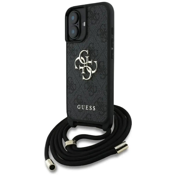Guess 4G Big Logo Cord Stap Crossbody Case for iPhone 16 Plus Black - Cell phone cases and covers<<<HurtelXML