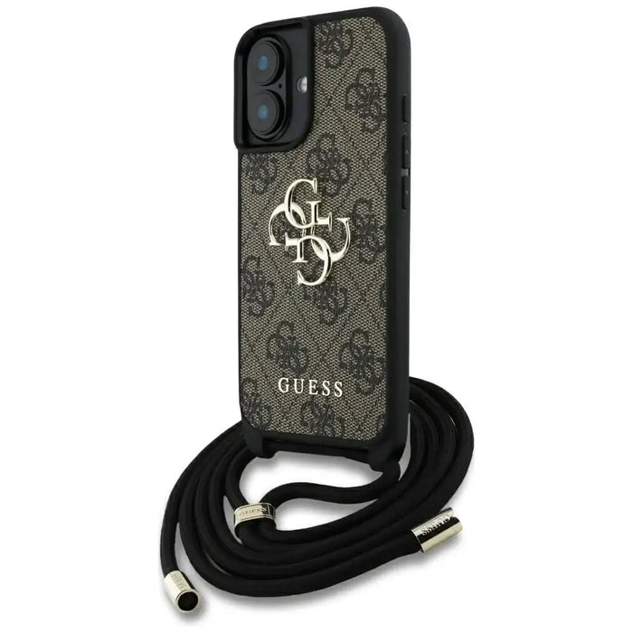 Guess 4G Big Logo Cord Stap Crossbody Case for iPhone 16 Plus Brown - Cell phone cases and covers<<<HurtelXML