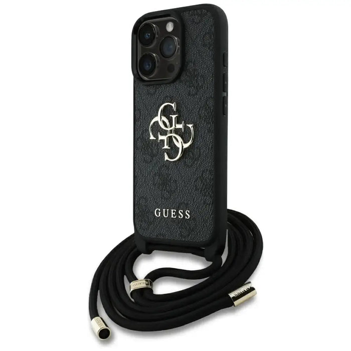 Guess 4G Big Logo Cord Stap Crossbody Case for iPhone 16 Pro Black - Cell phone cases and covers<<<HurtelXML