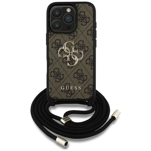 Guess 4G Big Logo Cord Stap Crossbody Case for iPhone 16 Pro Brown - Cell phone cases and covers<<<HurtelXML
