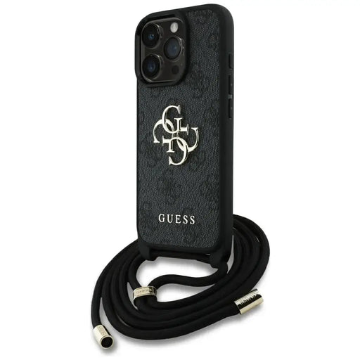 Guess 4G Big Logo Cord Stap Crossbody Case for iPhone 16 Pro Max black - Cell phone cases and covers<<<HurtelXML