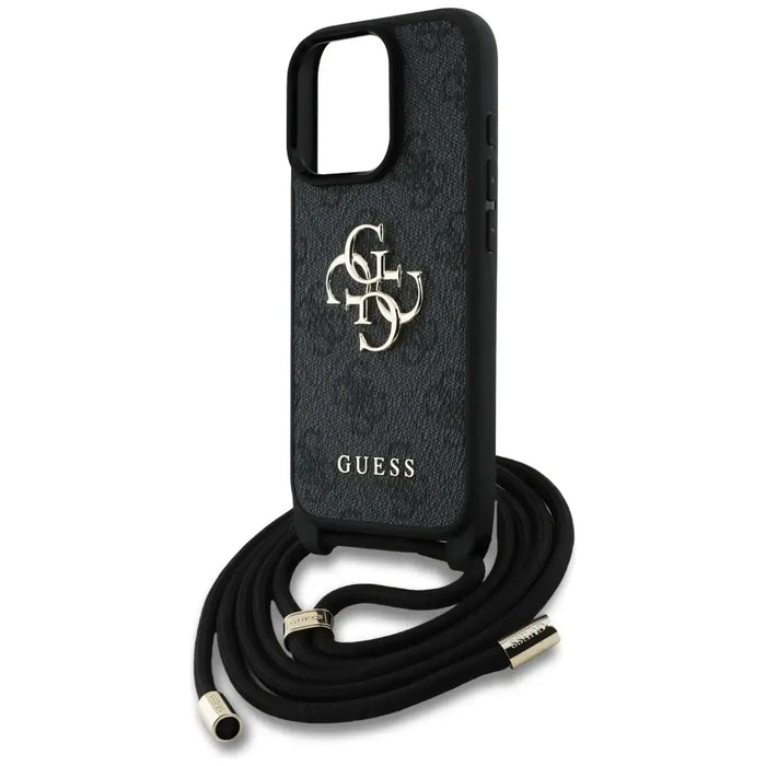 Guess 4G Big Logo Cord Stap Crossbody Case for iPhone 16 Pro Max black - Cell phone cases and covers<<<HurtelXML