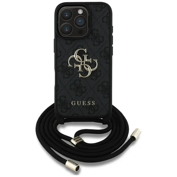 Guess 4G Big Logo Cord Stap Crossbody Case for iPhone 16 Pro Max black - Cell phone cases and covers<<<HurtelXML