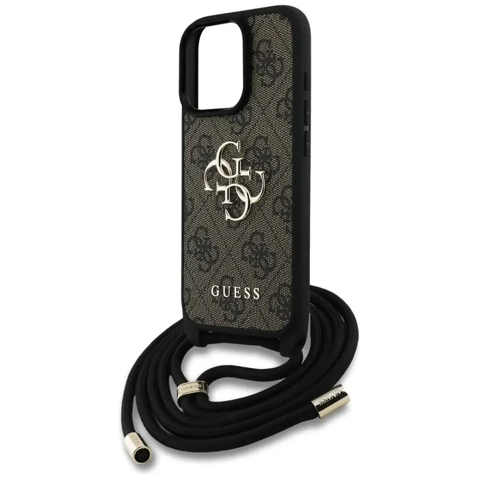 Guess 4G Big Logo Cord Stap Crossbody Case for iPhone 16 Pro Max Brown - Cell phone cases and covers<<<HurtelXML