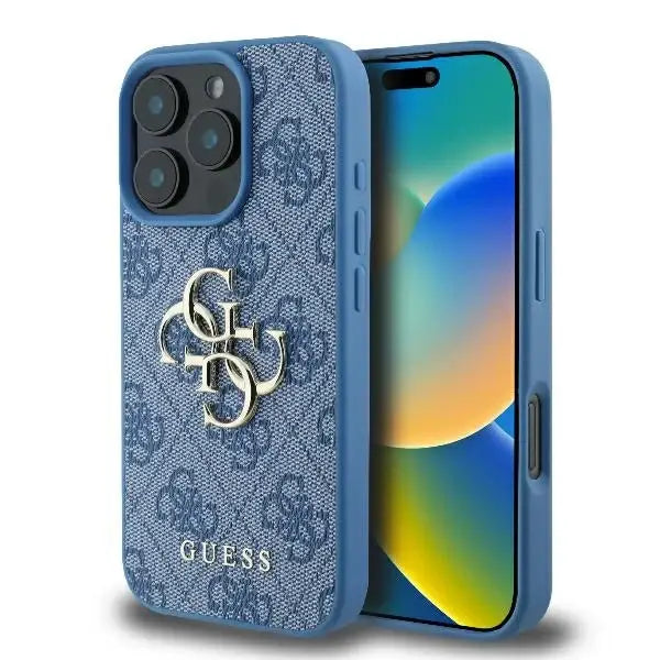 Guess 4G Big Logo iPhone 16 Pro Max Case - Blue - Cell phone cases and covers<<<HurtelXML