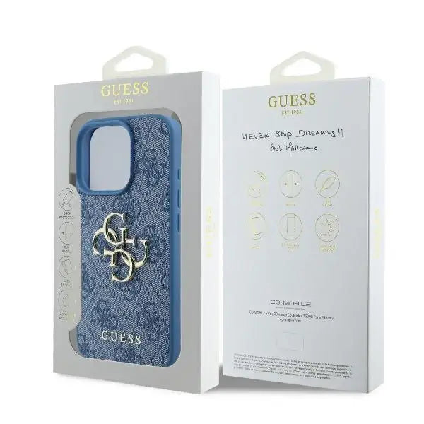 Guess 4G Big Logo iPhone 16 Pro Max Case - Blue - Cell phone cases and covers<<<HurtelXML