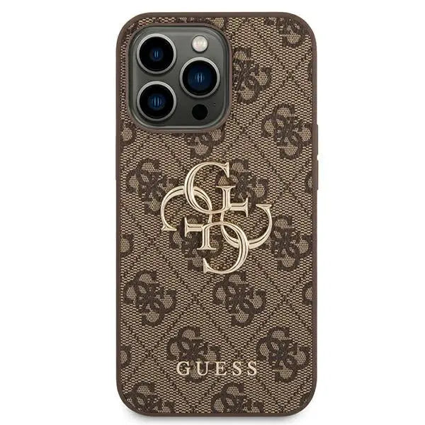 Guess 4G Big Metal Logo Case for iPhone 14 Pro - Brown - Cell phone cases and covers<<<HurtelXML