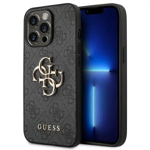 Guess 4G Big Metal Logo Case for iPhone 14 Pro Max - Gray - Cell phone cases and covers<<<HurtelXML