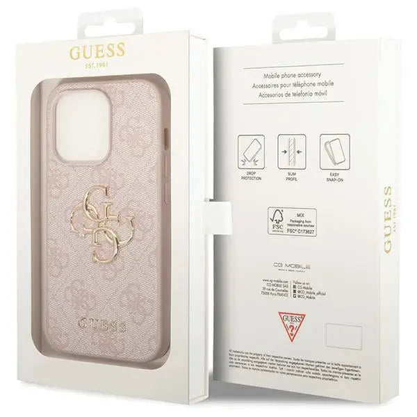 Guess 4G Big Metal Logo case for iPhone 15 Pro - pink - Cell phone cases and covers<<<HurtelXML