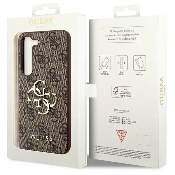 Guess 4G Big Metal Logo case for Samsung Galaxy S24+ - brown - Cell phone cases and covers<<<HurtelXML