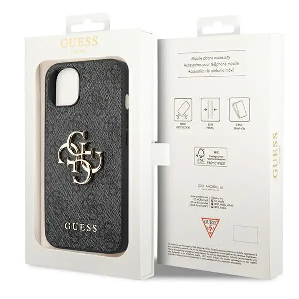 Guess 4G Big Metal Logo iPhone 14 Case - Gray - Cell phone cases and covers<<<HurtelXML