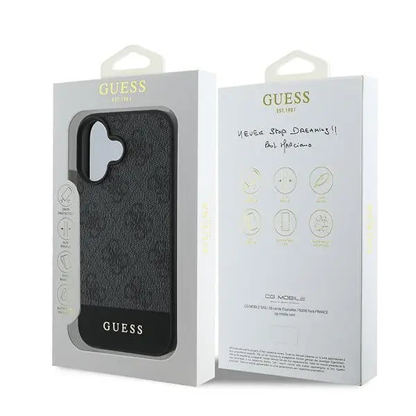Guess 4G Bottom Stripe Case for iPhone 16 Plus 6.7’’ - Gray - Cell phone cases and covers<<<HurtelXML