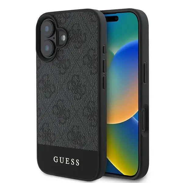 Guess 4G Bottom Stripe Case for iPhone 16 Plus 6.7’’ - Gray - Cell phone cases and covers<<<HurtelXML