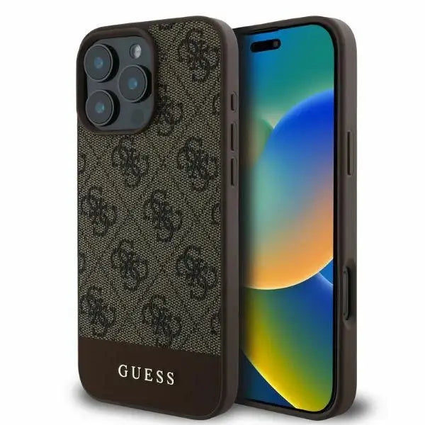 Guess 4G Bottom Stripe case for iPhone 16 Pro - brown - Cell phone cases and covers<<<HurtelXML