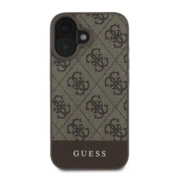 Guess 4G Bottom Stripe iPhone 16 Case - Brown - Cell phone cases and covers<<<HurtelXML