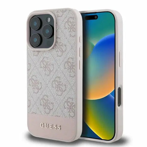 Guess 4G Bottom Stripe iPhone 16 Pro Case - Pink - Cell phone cases and covers<<<HurtelXML