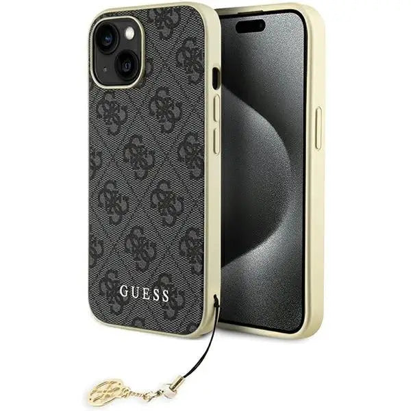 Guess 4G Charms Collection case for iPhone 15 - gray - Cell phone cases and covers<<<HurtelXML