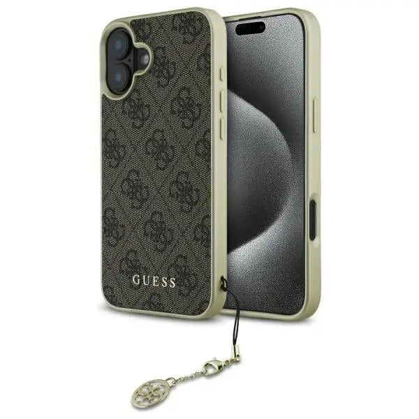 Guess 4G Charms Collection case for iPhone 16 - brown - Cell phone cases and covers<<<HurtelXML