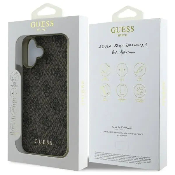 Guess 4G Charms Collection case for iPhone 16 - brown - Cell phone cases and covers<<<HurtelXML