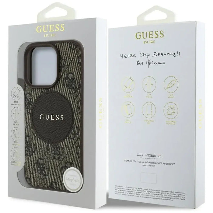 Guess 4G Circle Classic Logo MagSafe case for iPhone 16 Pro Max - brown - Cell phone cases and covers<<<HurtelXML