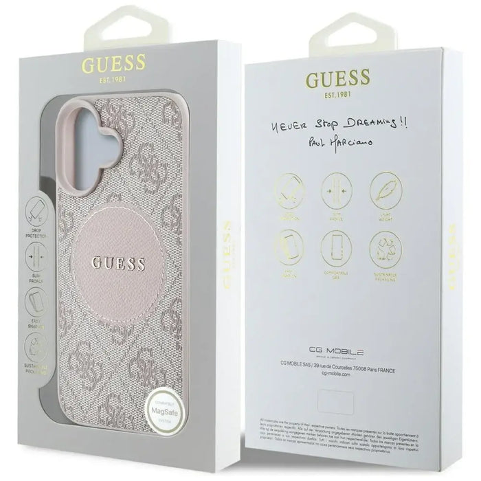 Guess 4G Circle Classic Logo MagSafe iPhone 16 Case - Pink - Cell phone cases and covers<<<HurtelXML