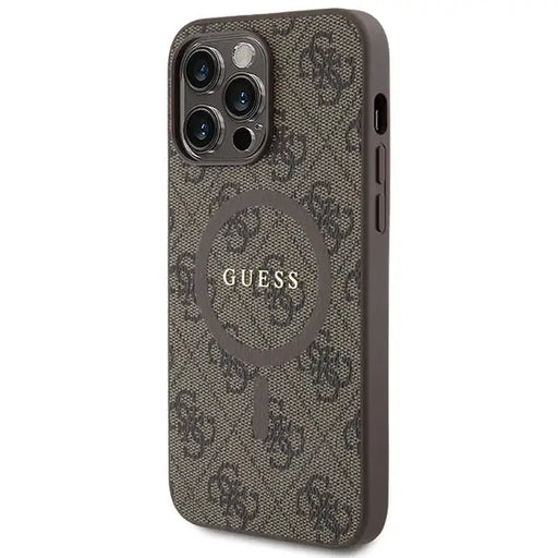 Guess 4G Collection Leather Metal Logo MagSafe Case for iPhone 13 Pro / iPhone 13 - Brown - Cell phone cases