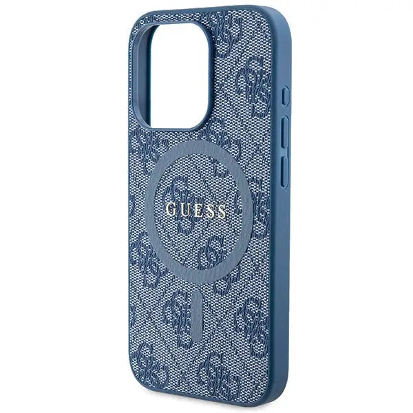 Guess 4G Collection Leather Metal Logo MagSafe Case for iPhone 14 Pro - Blue - Cell phone cases and covers<<<HurtelXML