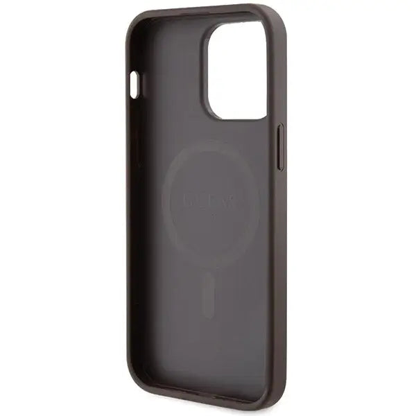 Guess 4G Collection Leather Metal Logo MagSafe Case for iPhone 14 Pro - Brown - Cell phone cases and covers<<<HurtelXML
