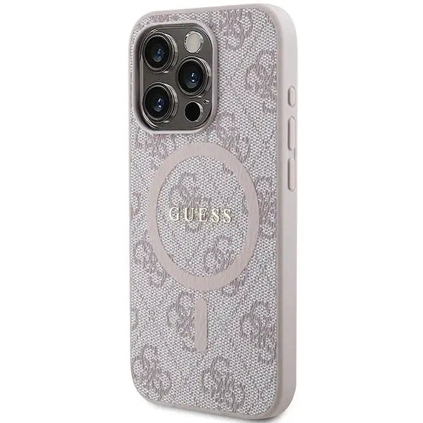 Guess 4G Collection Leather Metal Logo MagSafe Case for iPhone 15 Pro - Pink - Cell phone cases and covers<<<HurtelXML