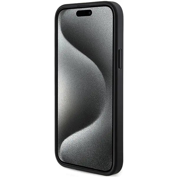Guess 4G Collection Leather Metal Logo MagSafe Case for iPhone 14/15/13 - Black - Cell phone cases