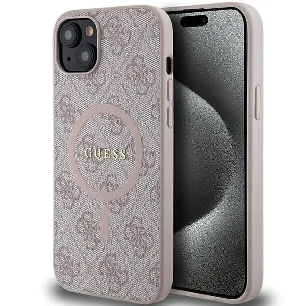 Guess 4G Collection Leather Metal Logo MagSafe Case for iPhone 15/14/13 - Pink - Cell phone cases and covers<<<HurtelXML