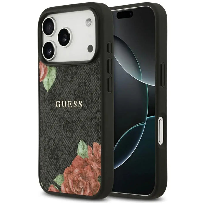 Guess 4G Flowers Print MagSafe case for iPhone 17 Pro Max - black - Cell phone cases and covers<<<HurtelXML