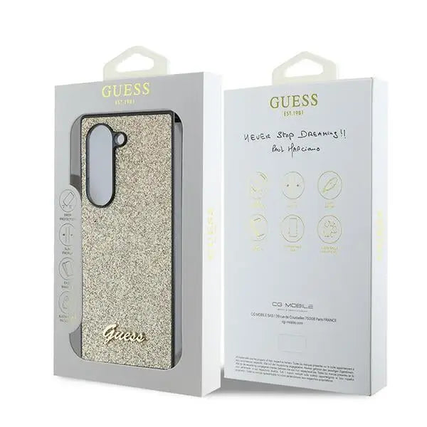 Guess 4G Glitter Script Case for Samsung Galaxy Z Fold 6 - Gold - Cell phone cases and covers<<<HurtelXML